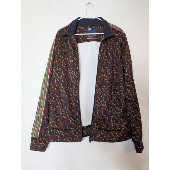 Scotch and Soda Men Jacquard Bomber Jacket Multi Colorblock Large Animal K22‎ - Picture 1 of 6